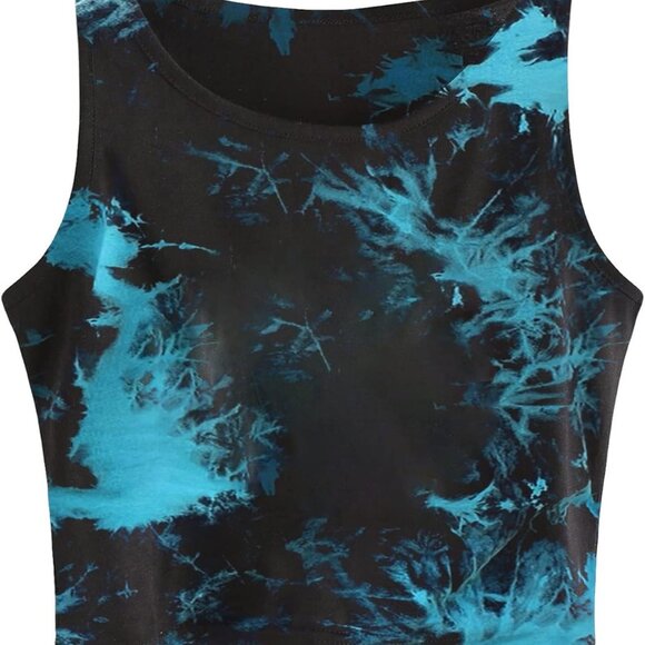 Tops - Lightweight Tie-Dye Sleeveless Crop Top - Ideal for Every Occasion
